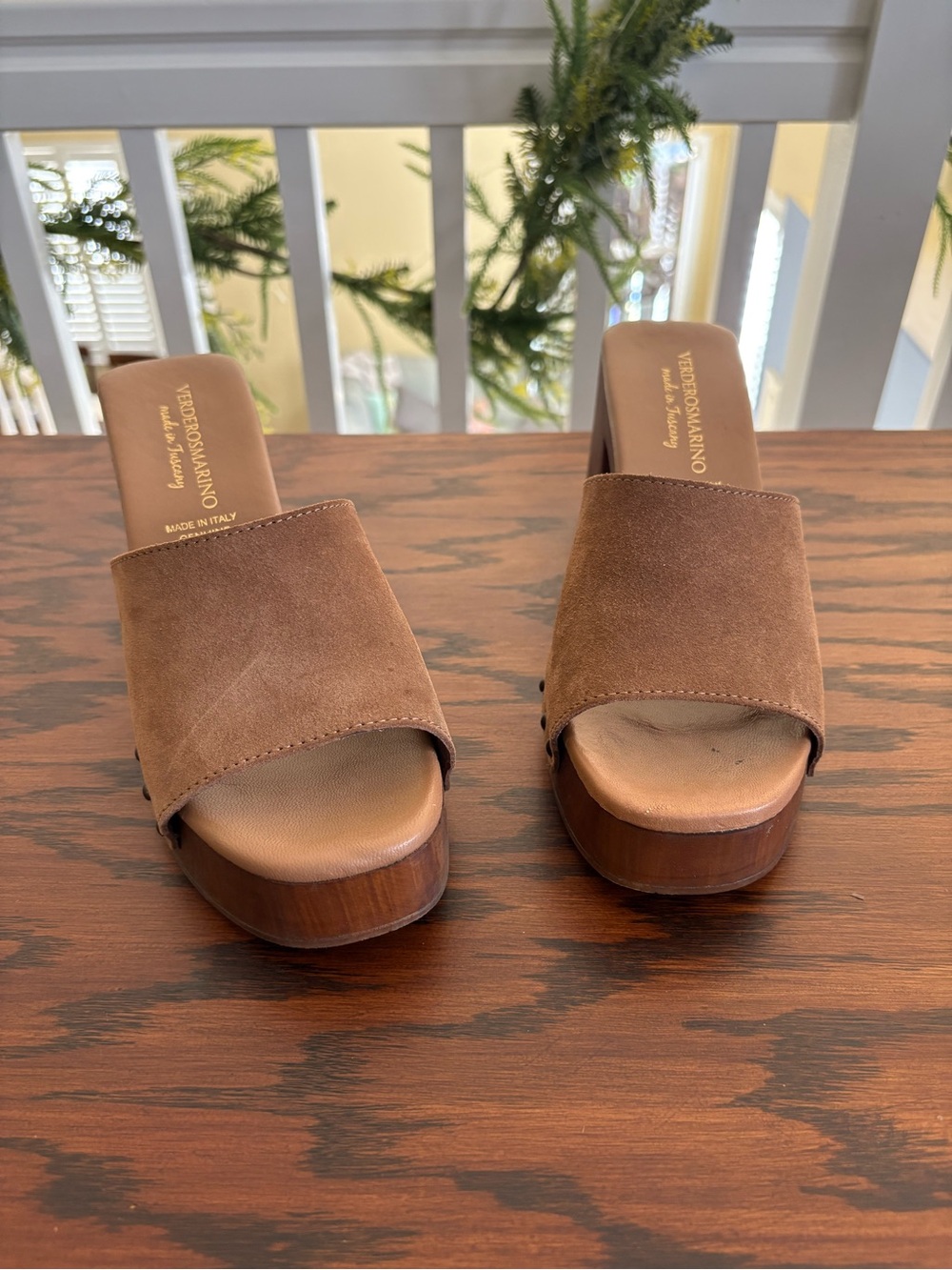 VerderosMarino Brown “Laila” Suede Platform Wedge Sandal Shoes Women 8 / EU 39